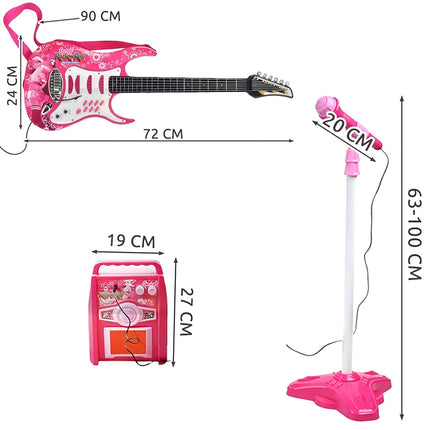 Kytara + mikrofon + zesilovač, růžová, 22407