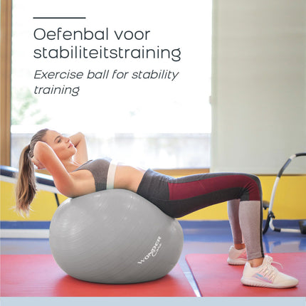 Gymnastický míč 75 cm – nepraskavý, na jógu a fitness, šedý