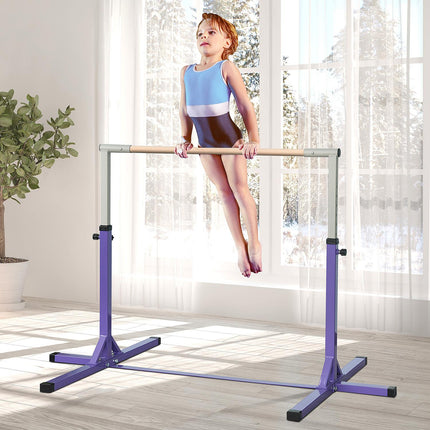Nastavitelná gymnastická hrazda, 13 poloh, ocel a dřevo, nosnost 75 kg