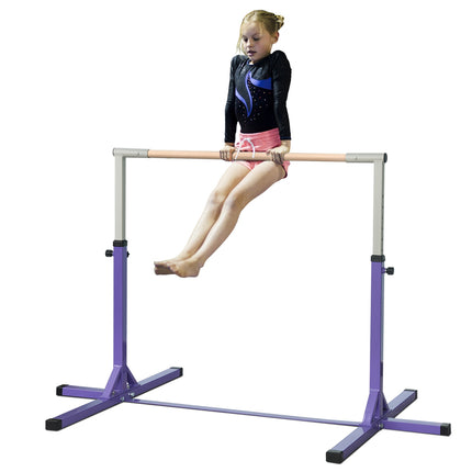 Nastavitelná gymnastická hrazda, 13 poloh, ocel a dřevo, nosnost 75 kg