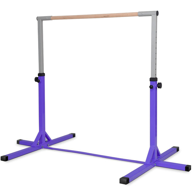 Gymnastiek gymnastiekrek, in hoogte verstelbare gymnastiekrekken, veerkrachtige rekstok, roze/blauw/paars-paars