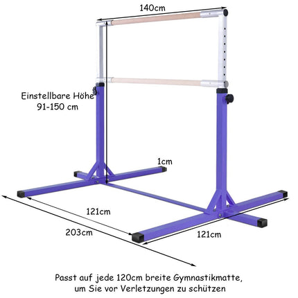 Gymnastics gymnastics bar, height-adjustable gymnastics bars, resilient horizontal bar, pink/blue/purple-purple