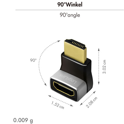 Adaptér HDMI 2.1, zahnutý 90°, 8K/60Hz, samec-samice