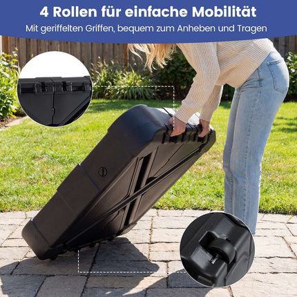 Stojan na slunečník HDPE s kolečky, 130kg, plnitelný, černá