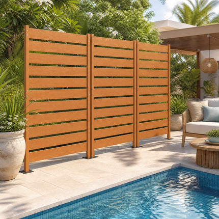 HIPS Privacy Fence, Wood Grain, Weatherproof, 93x63.5 cm