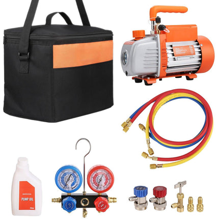 HVAC Vacuum Pump Kit, 1/5 HP 3.5 CFM, Gauge Set
