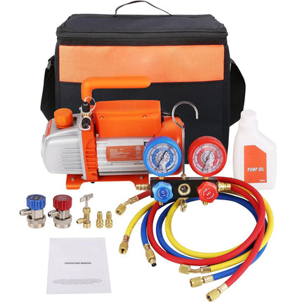HVAC Vacuum Pump Kit, 1/5 HP 3.5 CFM, Gauge Set