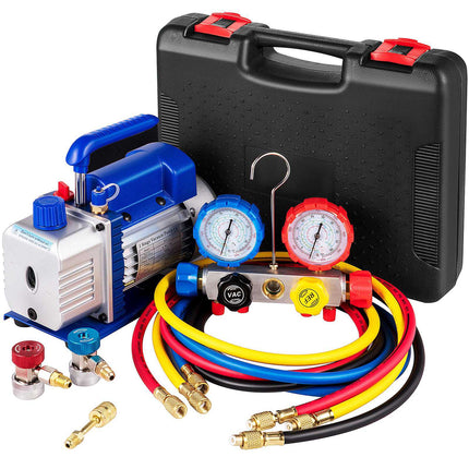 HVAC Vacuum Pump With Manifold Gauge Set, 4.8 CFM