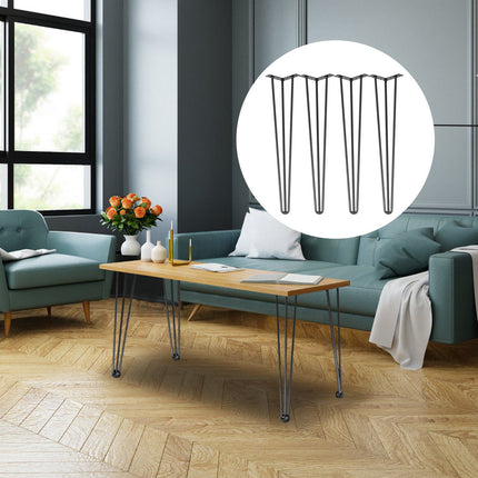 Hairpin Table Legs, 24 Inch Black Set of 4, 3-Rod