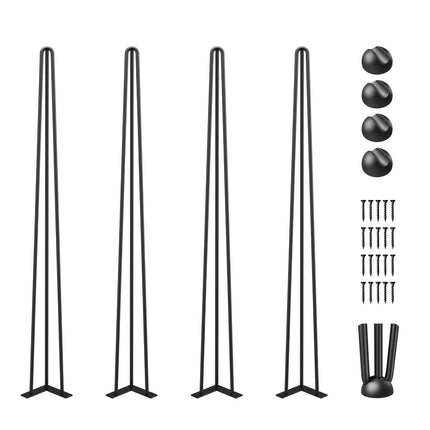 Hairpin Table Legs, 36 Inch Black, Set of 4, 3-Rod