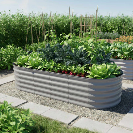 Halbrundes Hochbeet aus verzinktem Metall