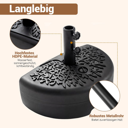 Půlkulatý stojan na slunečník, plnitelný, objem 17L/25kg