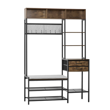 Hall Tree Coat Rack, Shoe Bench, 2 Drawers, 1800 mm