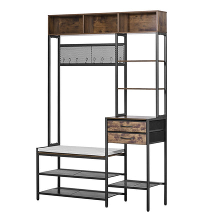 Hall Tree Coat Rack, Shoe Bench, 2 Drawers, 1800 mm