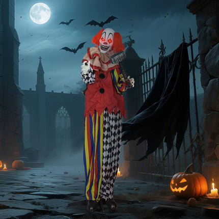 Halloweenský animatronický klaun, 173 cm, svítící oči