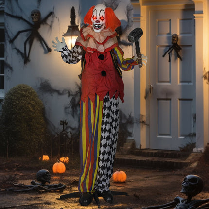 Halloweenský animatronický klaun, 173 cm, svítící oči