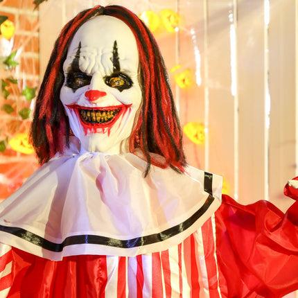 Halloweenská dekorace klaun, 165 cm, LED osvětlení, zvukové efekty