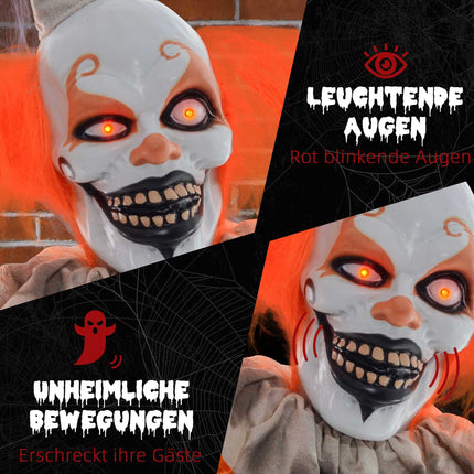 Halloween Clown Decoration, Touch-Activated, Glowing Eyes