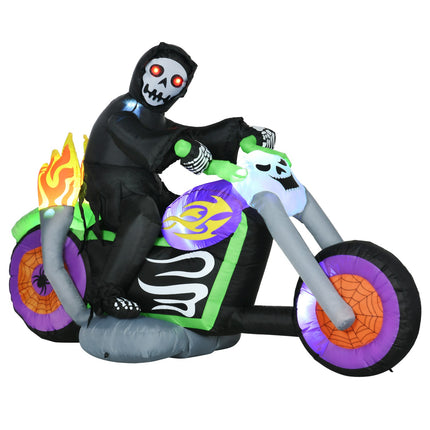 Halloweenský nafukovací duch motorkář s LED světly, 1.44m