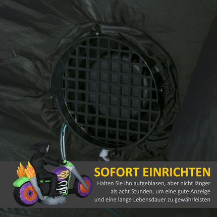Halloweenský nafukovací duch motorkář s LED světly, 1.44m