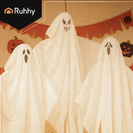 Halloweenští závěsní duchové, sada 3 ks, 75 cm