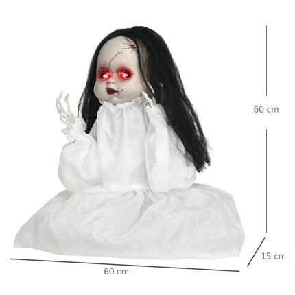 Halloween Horror Doll with LED Eyes, Sound & Motion Sensor, 60 cm