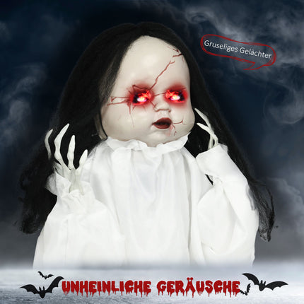 Halloween Horror Doll with LED Eyes, Sound & Motion Sensor, 60 cm