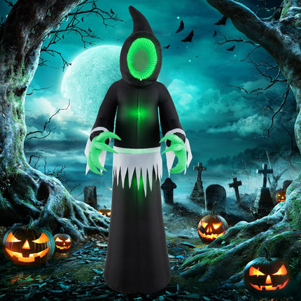 Halloweenský nafukovací duch 245 cm se zelenými LED světly