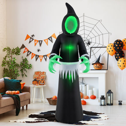 Halloweenský nafukovací duch 245 cm se zelenými LED světly