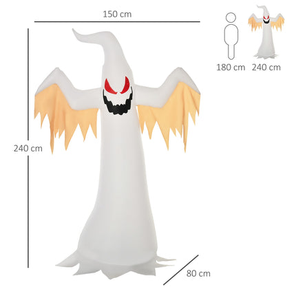 Nafukovací halloweenský duch, 2.4M, LED osvětlení, odolný proti počasí