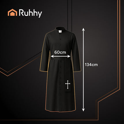 Halloweenský kostým kněze, XL/XXL, sutana s křížem