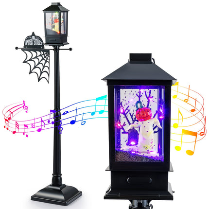 Halloweenská pouliční lampa s LED v 6 barvách a hudbou, 155 cm