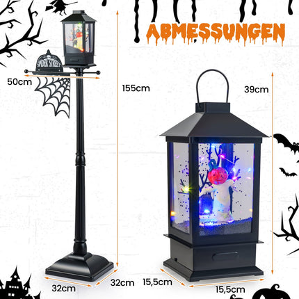 Halloweenská pouliční lampa s LED v 6 barvách a hudbou, 155 cm