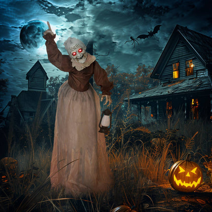 Halloweenská dekorace čarodějnice, 150 cm, LED osvětlení, zvuk