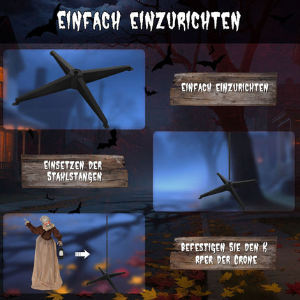 Halloweenská dekorace čarodějnice, 150 cm, LED osvětlení, zvuk