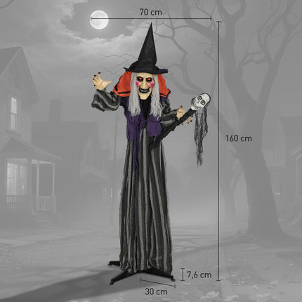 Halloweenská dekorace čarodějnice, 160 cm, LED osvětlení, zvuk