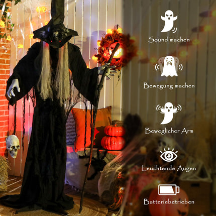 Halloween Witch Decoration, 170 cm, LED Lights, Sound