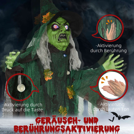 Halloween Witch Decoration with Sound & Motion Sensor, 183cm
