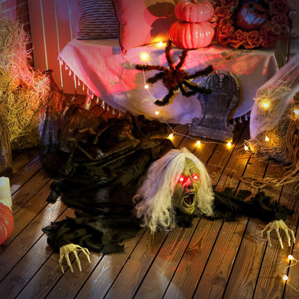 Halloween-Zombiedekoration, 183cm mit LED-Lichtern & Sound