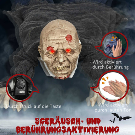 Halloween Zombie Decoration, LED Eyes, Sound & Motion Sensor