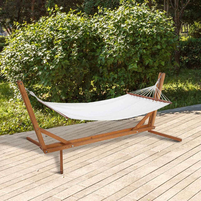 Nastavitelná houpací síť s borovicovým rámem, krémově bílá 388cm