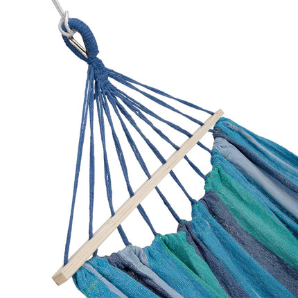 Hängematte mit 70cm Holzstab & Metallhalterung, Blau
