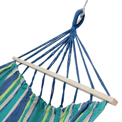 Houpací síť s dřevěnou rozpěrou 70cm a kovovým držákem, mořská modrá