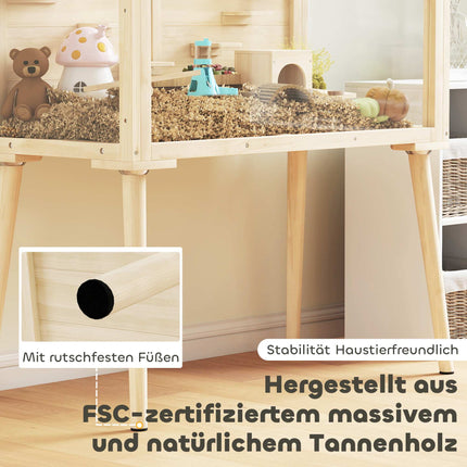 Klec pro křečka s příslušenstvím, 110x52x101 cm, dřevo/plast