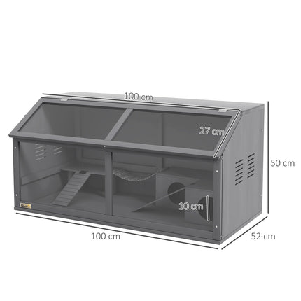 Dřevěná klec pro křečka, 100 cm s můstkem a žebříkem