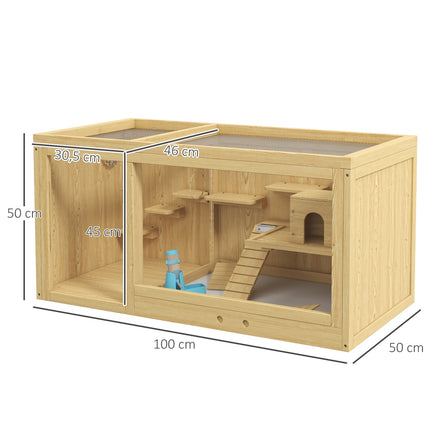 Wooden gerbil cage - 100 cm playhouse with swings and ladders