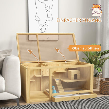 Wooden gerbil cage - 100 cm playhouse with swings and ladders