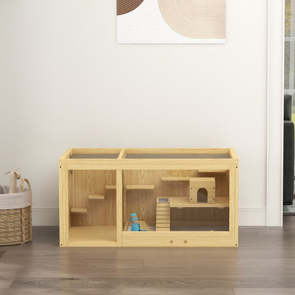 Wooden gerbil cage - 100 cm playhouse with swings and ladders