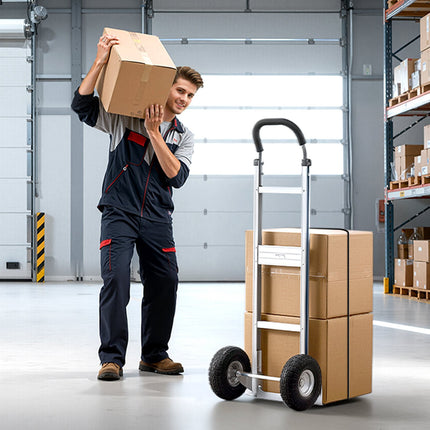 Hand Truck Dolly, 500 lb Aluminum, 10 in Wheels, Strap