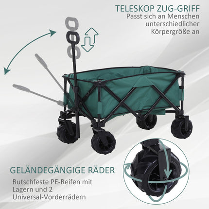 Skládací kovový zahradní vozík – teleskopická rukojeť 360°, nosnost 20 kg